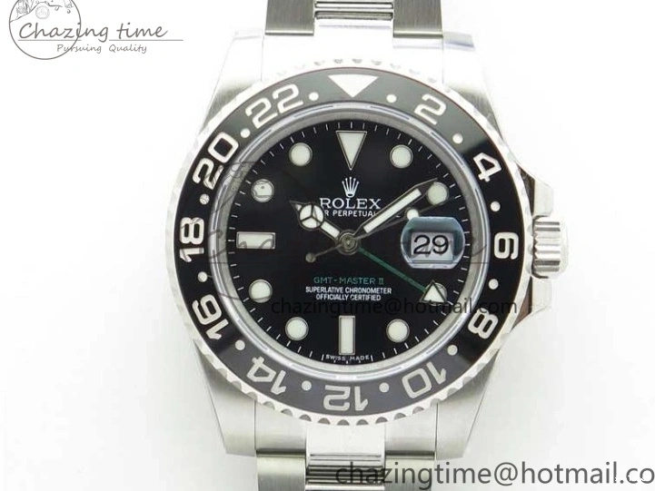 MiroTime 0107 GMT Master II 116710LN Black Ceramic 316L Steel ROF Best Edition Black Dial on SS Bracelet A Sophisticated 2656